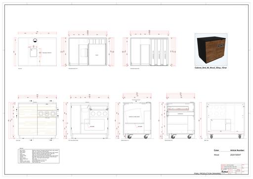CABINET STRD 90 WOOD 3DISP 1DRWR