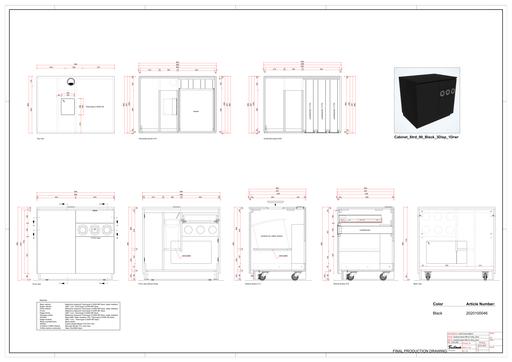 CABINET STRD 90 BLACK 3DISP 1DRWR