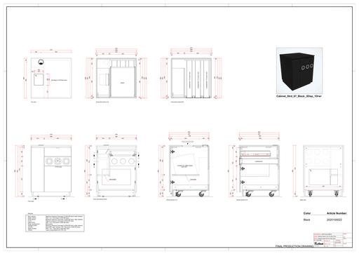 CABINET STRD 67 BLACK 3DISP 1DRWR